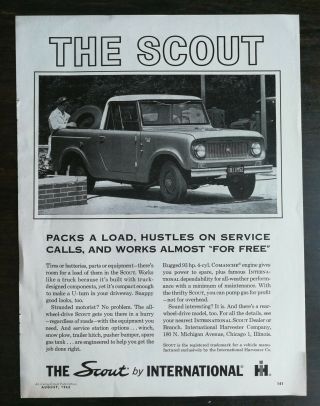 Vintage 1962 The Scout By International Harvester Full Page Ad