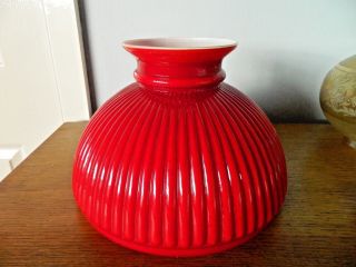 Retro Vintage Red Ribbed Glass Oil Lamp Shade Ceiling Electric Table Desk