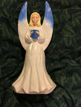 Vintage " Union " Christmas Nativity Lighted Angel Blow Mold - 18 "