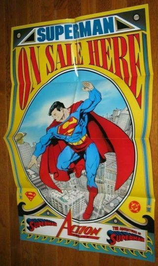 1989 Dc Retailer 22 " X 35 " Promo Poster Superman 1 Cover Homage George Perez