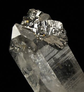 Arsenopyrite Crystals On Transparent Quartz From Panasqueira Mine - Portugal