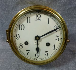 Wwii Vintage Brass Maritime Admiralty Ships Bell Clock By Low Clock Co.
