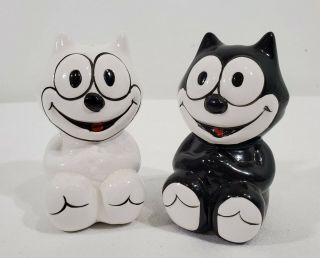 Fzb Vintage 1991 B&m Felix The Cat Black & White Ceramic Salt And Pepper Shakers