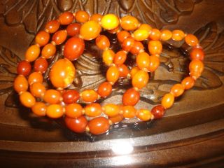 Vintage Collectible Eggs Beaded Natural Amber Egg Yolk Butterscotch Necklace
