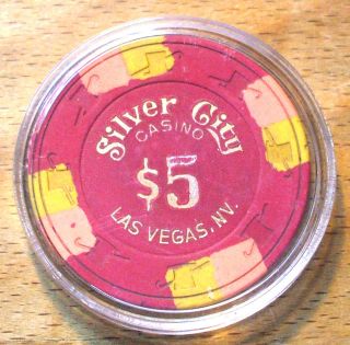 $5.  Silver City Casino Chip - 1989 - Las Vegas,  Nevada