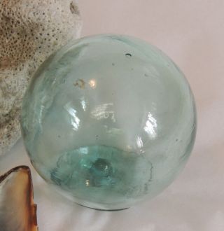 Vintage Japanese Glass Fishing Float 2.  5 Inch Sky Blue & Rare Makers Mark (28)