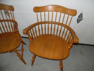 2 Vintage Nichols And Stone Wooden CAPTAINS CHAIR Claw Arms 2
