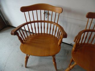 2 Vintage Nichols And Stone Wooden CAPTAINS CHAIR Claw Arms 3