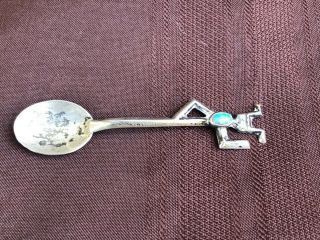 Vintage Navajo Sterling Silver Souvenir Sand Cast Spoon Turquoise