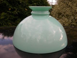 Large Victorian Celadon - Blue Glass Dome Kerosene Oil Lamp Shade 14 In Diameter