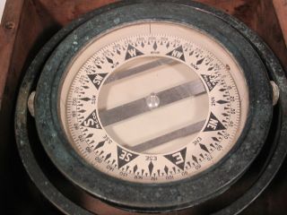 Antique Polaris Maritime Ships Compass in Wood Box M.  C.  Company boat navigation 3