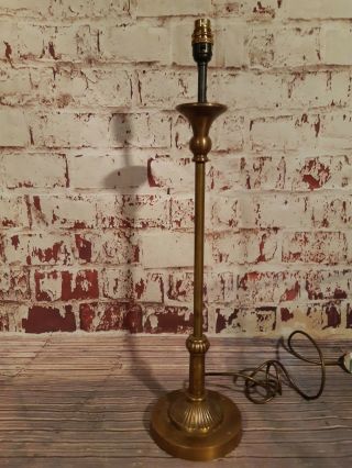Old Large Antique Vintage Old Solid Brass Desk Table Lamp Light Column Plinth 2