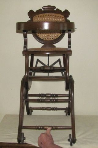Antique Victorian High Chair Rocker Combination