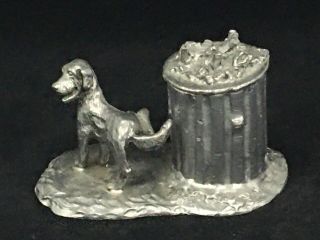 VTG 1980s Michael Ricker PEEING PUPPY DOG Solid Pewter Signed Statue Sculpture 2
