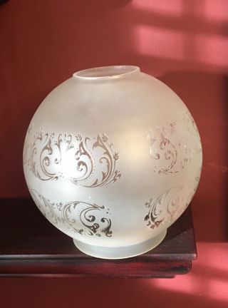 Vtg Frosted Glass Ball Globe Shade For Lamp Or Chandelier Or Ceiling Fan Light