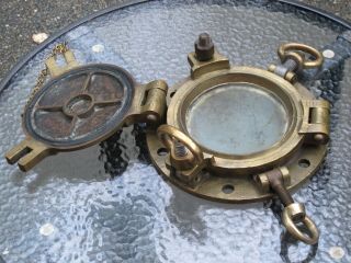 Antique Bronze/brass Ship Porthole With Storm Cover - Marked W/ Bb 7