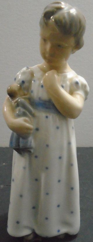 Vintage Royal Copenhagen Girl With Doll Porcelain Figurine Denmark 3539