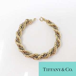 Nyjewel Tiffany & Co 14k Gold Large 10mm Wide Twisted Double Rope Chain Bracelet