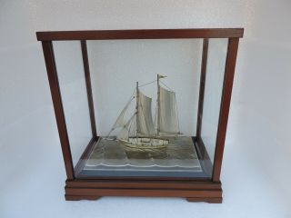 Finest Hand Crafted Two Masted Sterling Silver Japanese Boat Yacht Ship Japan