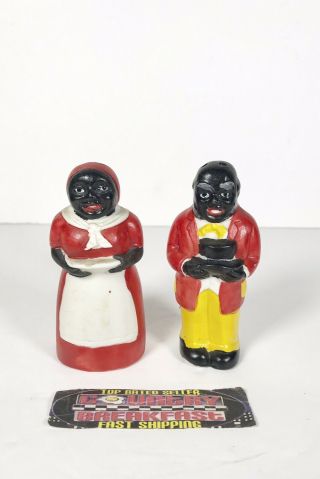 Vintage Aunt Jemima Uncle Moses Salt And Pepper Shakers Ceramic -