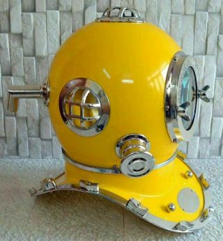 Vintage Us Navy Mark Iv Antique Brass Scuba Deep Sea Sca Divers Diving Helmet