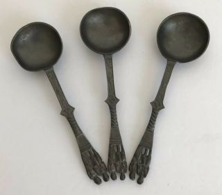 3 Vintage Dutch Pewter Wedding Spoons Rein Zinn William Of Orange Queen Mary