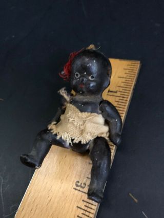Doll Vintage Antique Bisque Porcelain Jointed Black Americana 4 " Baby Doll Japan