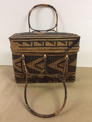 Vintage Antique Native American Or African Lidded Basket
