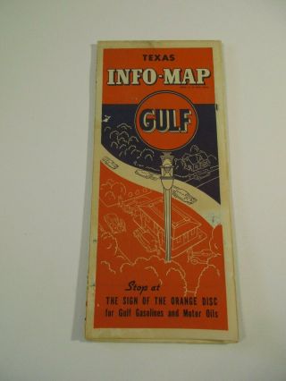Vintage Gulf Info - Map Texas State Highway Gas Station Travel Road Map - P5