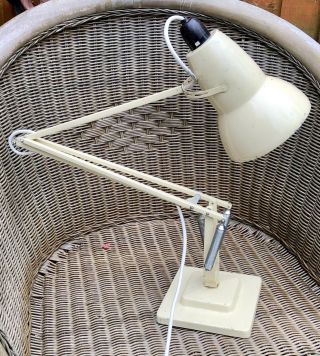 Vintage Herbert Terry Square Stepped Base Anglepoise Lamp.  Cream.