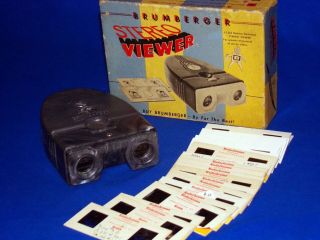 Vintage 1950s Brumberger 3d Realist Stereo Viewer Stereoviewer W Box & 25 Slides