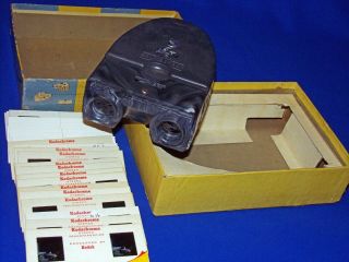 Vintage 1950s Brumberger 3D Realist Stereo Viewer Stereoviewer w Box & 25 Slides 3