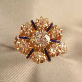 Antique Diamond Cluster 14k Yellow Gold Ring Great Holiday Gift