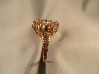 ANTIQUE DIAMOND CLUSTER 14K YELLOW GOLD RING GREAT HOLIDAY GIFT 2