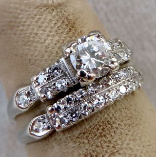 . 82 Ct.  Brilliant Cut Diamond Engagement Ring Wedding Band Bridal Set 14k Gold