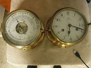 Vintage Shatz Mariner Clock And Barometer Combo