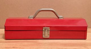 Vintage Red Metal Mechanic Tool Box A411 In L@@k