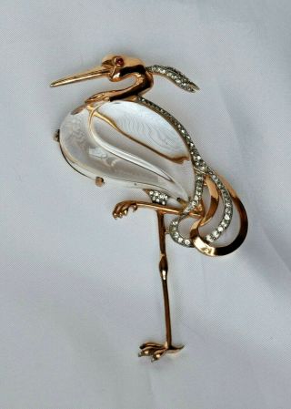 Vintage Jelly Belly Sterling Silver Trifari Heron Alfred Philippe Lucite Brooch