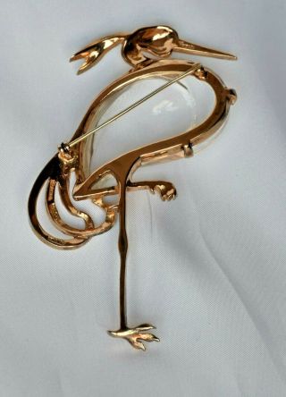 VINTAGE JELLY BELLY STERLING SILVER TRIFARI HERON ALFRED PHILIPPE LUCITE BROOCH 2