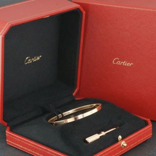 Cartier Solid 18k Rose Gold Sm Skinny Love Bracelet,  Size 18 Bangle,  Orig Box