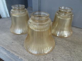 3 Vintage Irridescent Glass Lamp Shades 2 1/4 " Fitter