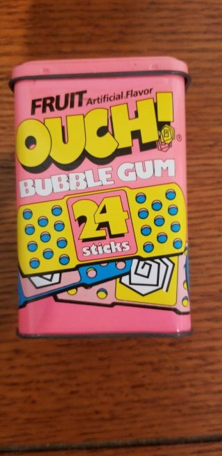 Vintage Ouch Pink Bubble Gum Band - Aid Tin Made In The Usa Empty Amurol Products