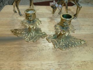A Vintage Solid Brass Candlesticks 3 &1/2 " Tall,  Gloriously Ornate,  Vgc