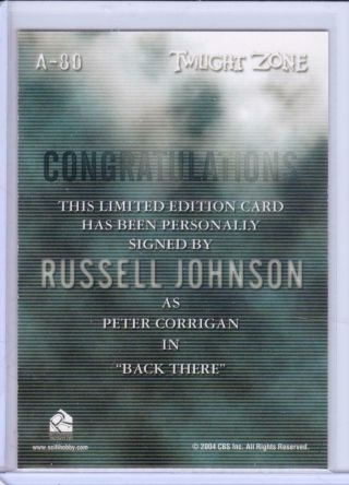 Twilight Zone Series 4 Autograph card A80 Russell Johnson 2