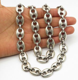 Mexico 925 Silver - Vintage Large Smooth Anchor Link Chain Necklace - N2653