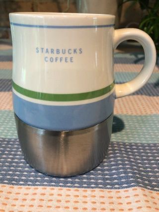 Starbucks Coffee Urban Desk 2006 Tall Blue,  Green And Stainless Bottom Mug