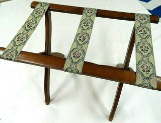 Vintage Scheibe Stained Wooden Luggage Stand Suitcase Rack
