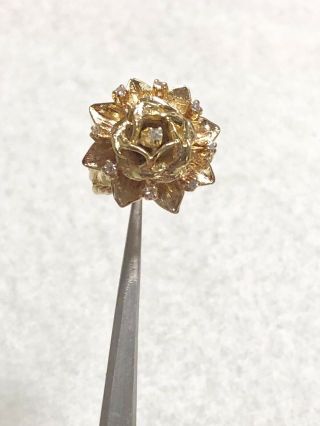 Vintage 14k Yellow Gold Diamond Floral Cluster Ring Heavy Estate 0.  15 Ctw