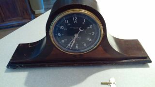 Rare Vintage Chelsea Ships Clock Us Government 24 Hour & Key / Mounted