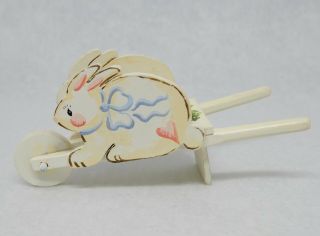 Vintage Karen Markland Easter Bunny Wheelbarrow Artisan Dollhouse Miniature 1:12
